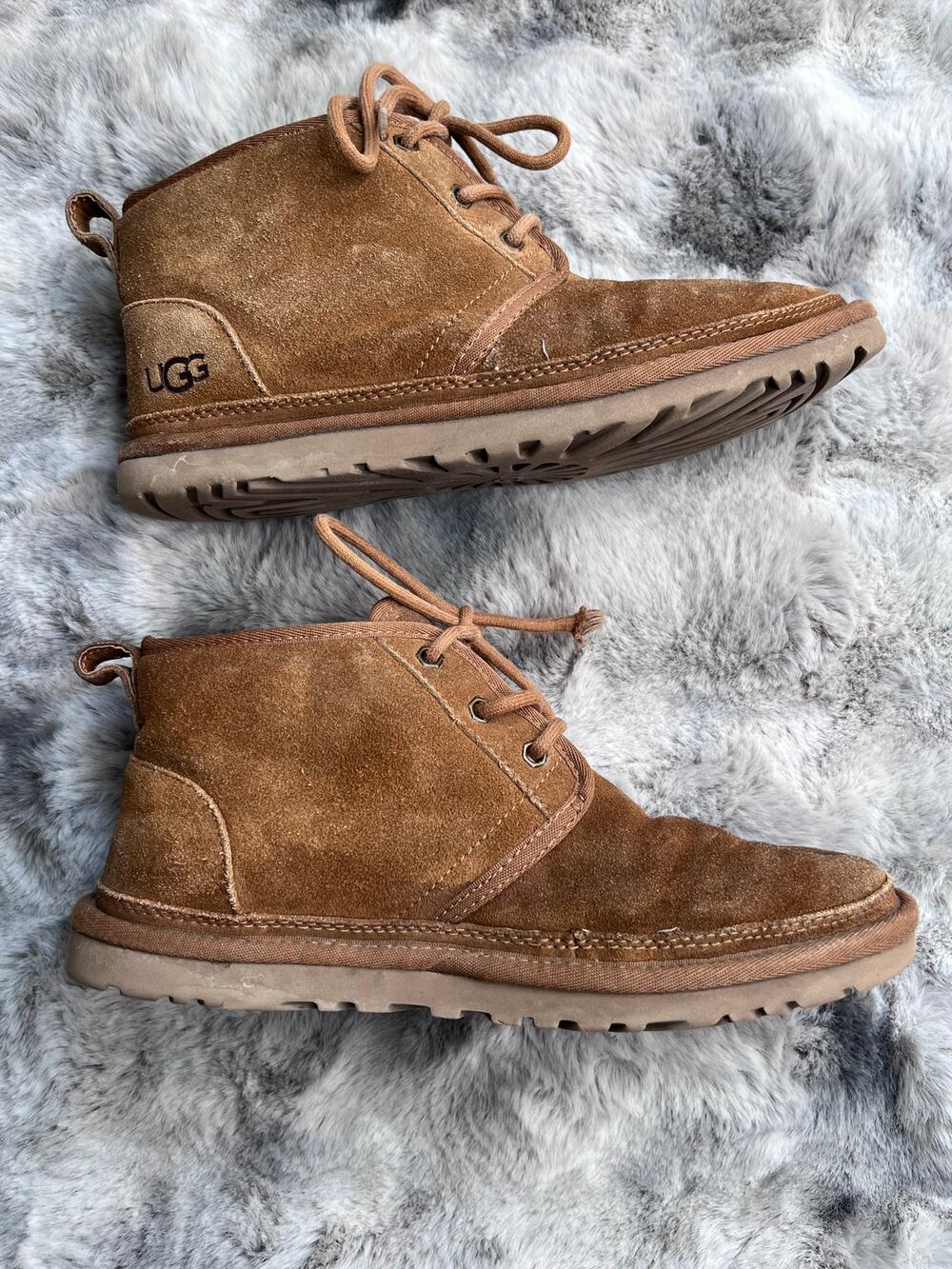 UGG Chestnut Brown Suede Neumel Shearling Lined Chukka Ankle Boots 9.5